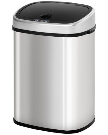 48l Automatisk Sensor Skraldespand Med Bevægelsessensor Vandtæt Rustfrit Stål Skraldespand Til Køkken Kontor Soveværelse Sølv