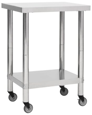 Arbejdsbord Med Hjul Til Køkken 60x45x85 Rustfrit Stål