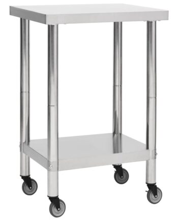 Arbejdsbord Med Hjul Til Køkken 60x60x85 Rustfrit Stål