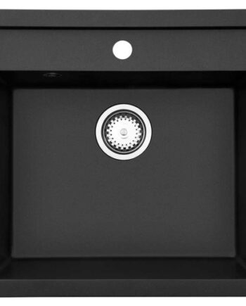 Lavabo Jupiter Køkkenvask 6x52 Sort Komposit Med Krom Bundventil Overløbsroset