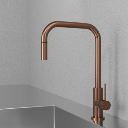 Scandtap Accent Square Køkkenarmatur Udtrækstud Børstet Kobber