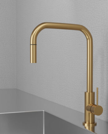 Scandtap Accent Square Køkkenarmatur Udtrækstud Børstet Messing