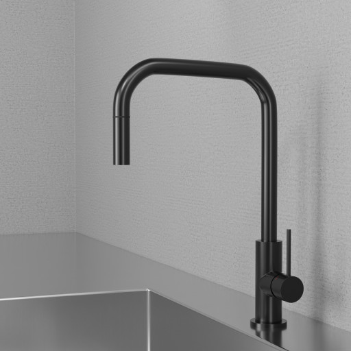 Scandtap Accent Square Køkkenarmatur Udtrækstud Børstet Sort