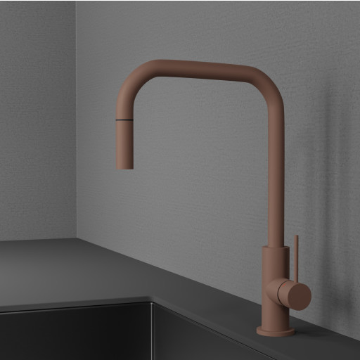 Scandtap Accent Square Køkkenarmatur Udtrækstud Mat Brun