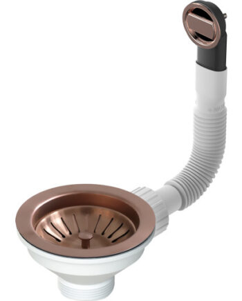 Skanitek Afløbssæt Med Rundt Overløb Børstet Kobber