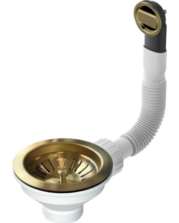 Skanitek Afløbssæt Med Rundt Overløb Børstet Messing