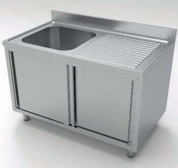 Stålbord Vask Bagkant Skabe Med Skydelåger 100