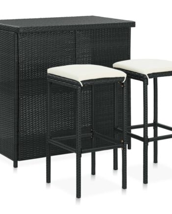 Barsæt Dele Polyrattan Sort
