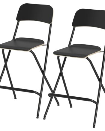 Sæt Med Barstole Foldbare Barstole Med Stålramme Til Køkken Spisestue Sort