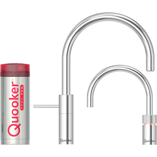 Quooker Twintaps Round Pro3 Køkkenarmatur Kogende Vand Krom