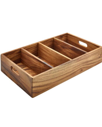 Acacia Wood Bestikindsats Med Rum