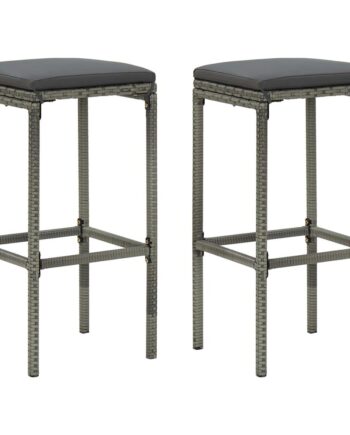 Barstole Med Hynder Stk Grå Polyrattan