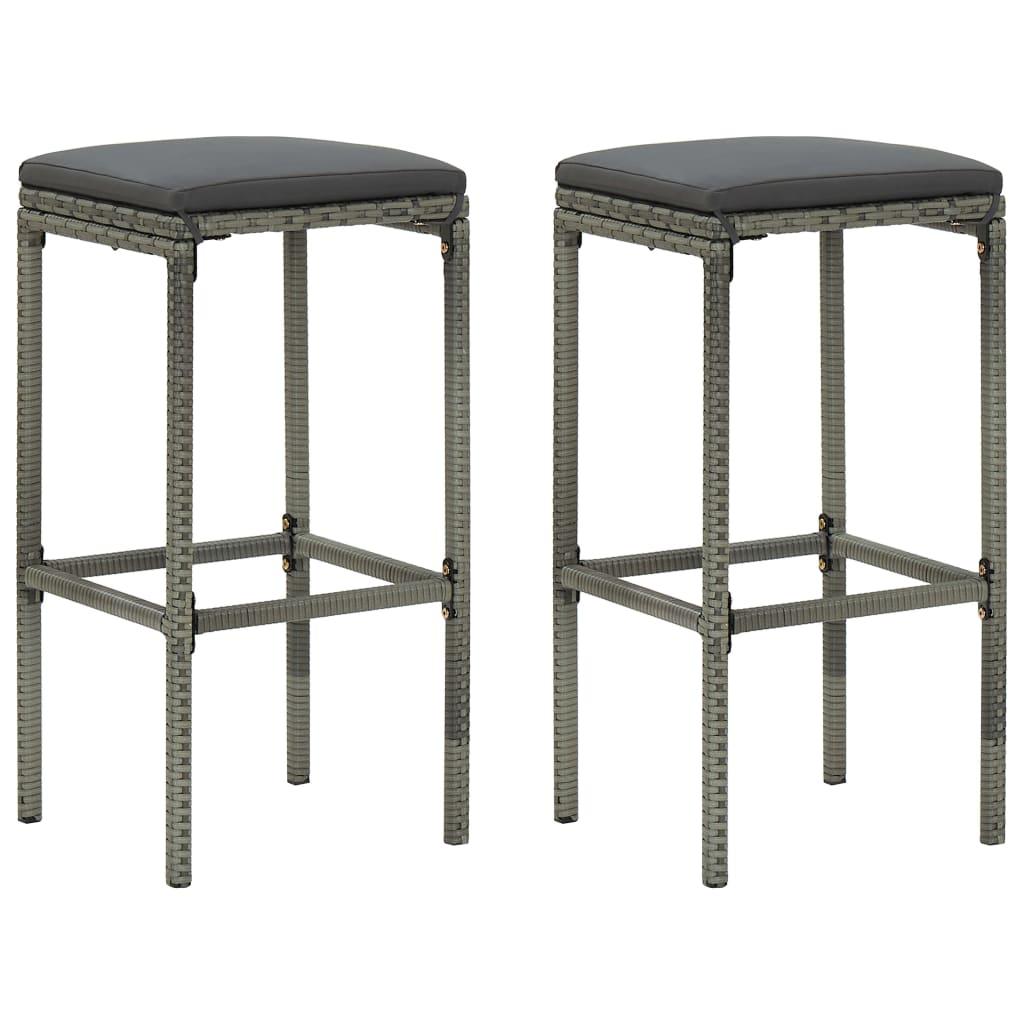 Barstole Med Hynder Stk Grå Polyrattan