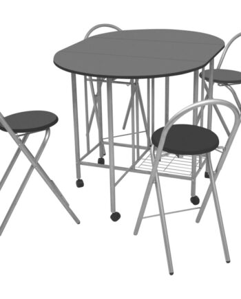 Foldbart Spisebordssæt Dele Mdf Sort