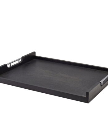 Genware Solid Black Lav Væg Butlers Bakke Med Metalhåndtag