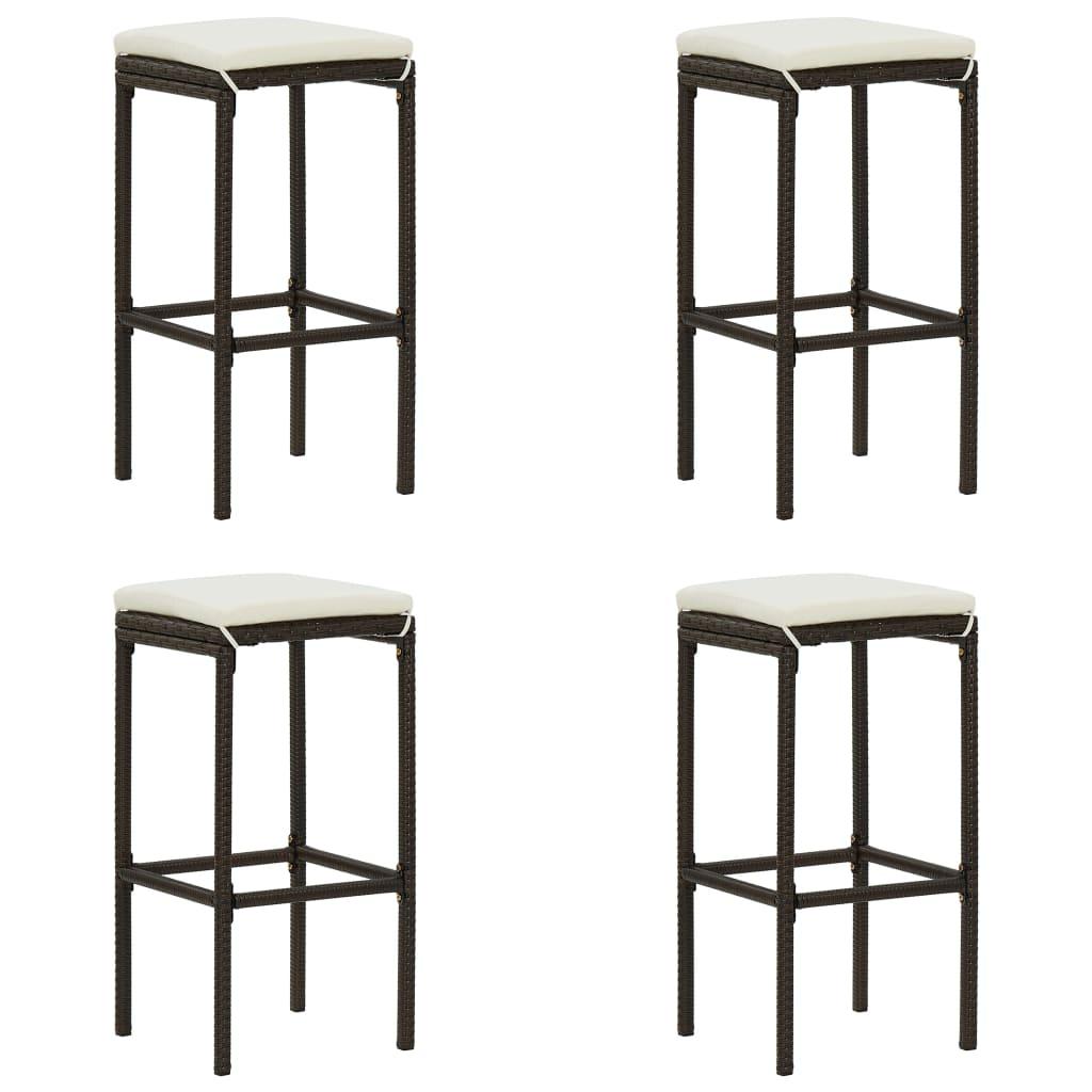 Barstole Med Hynder Sæt Brun Polyrattan