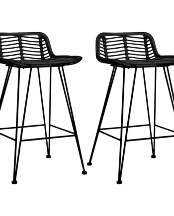 Barstole Naturlig Rattan Stk Sort