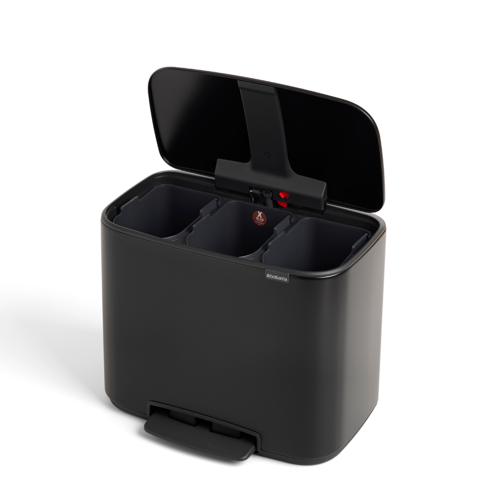 Brabantia Pedalspand 3x11 Liter Matt Black Elegant Affaldssortering Med Karakter