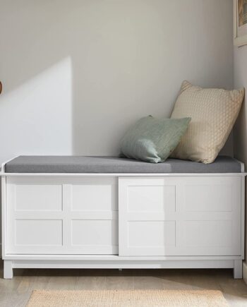 Bænk Med Sædehynde Skab 114x53x40 Hvid