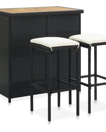 Barsæt Dele Polyrattan Sort