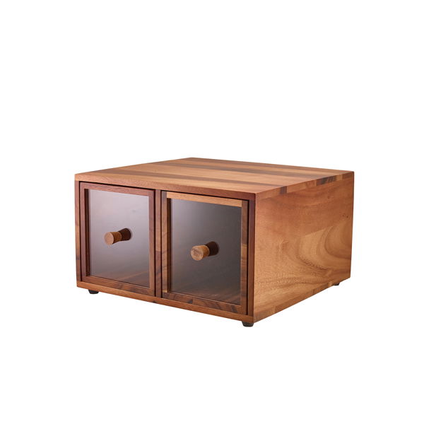 Genware Acacia Wood Dobbelt Brødkasse