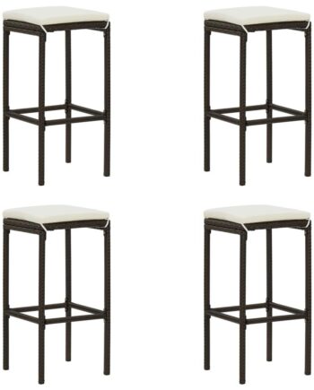 Barstole Med Hynder Sæt Brun Polyrattan