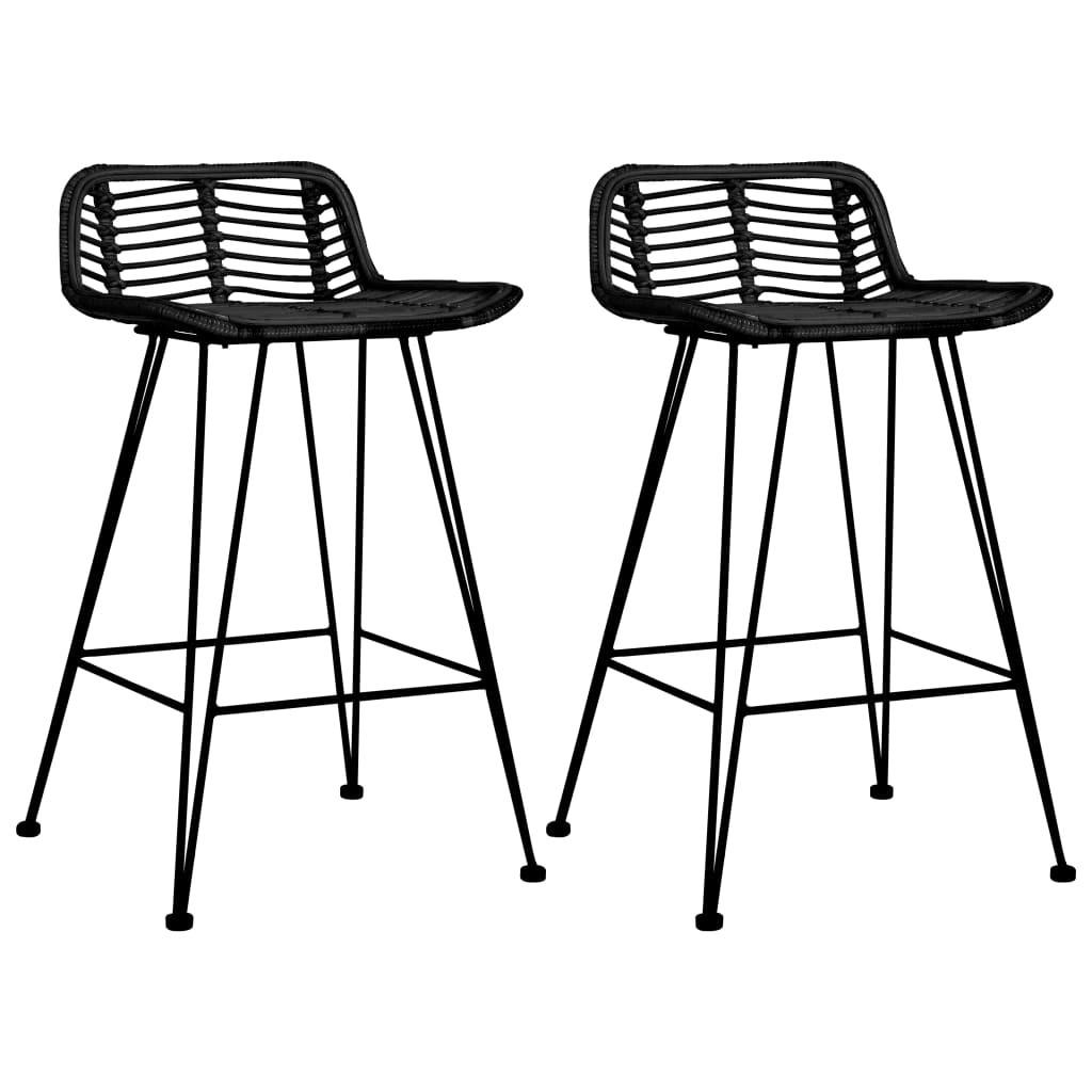 Barstole Naturlig Rattan Stk Sort