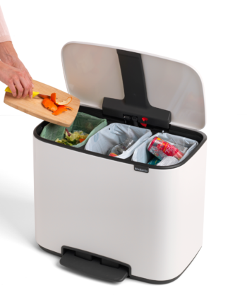 Brabantia Pedalspand 3x11 Liter Hvid Stilren Affaldssortering Høj Kvalitet