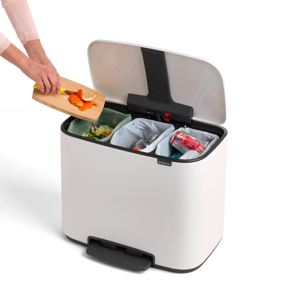 Brabantia Pedalspand 3x11 Liter Hvid Stilren Affaldssortering Høj Kvalitet