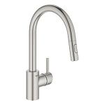 Grohe Concetto Bruser Køkkenarmatur Med Udtrækstud   Højt Udløb Zero Supersteel