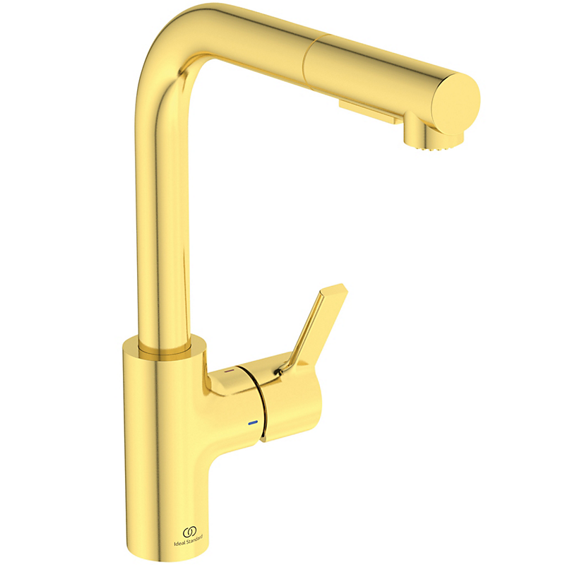 Ideal Standard Gusto Køkkenarmatur Med Udtræk 115x235x333 Pvd Børstet Guld