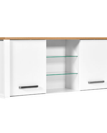 Nordic Living Collection Sicilia Køkken Vægskab Låger Hylder Glas Natur Artisan Egefinish Hvid Melamin