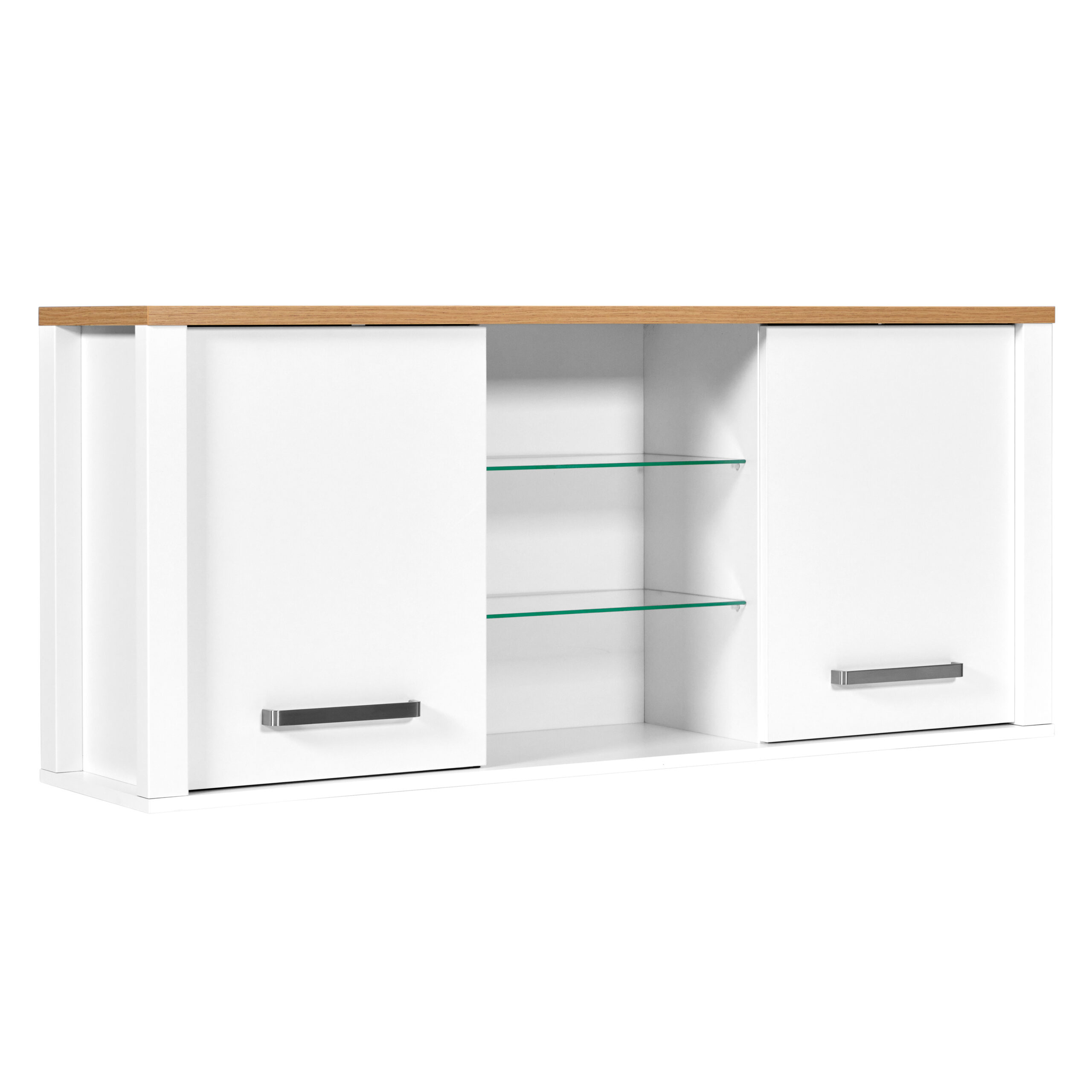 Nordic Living Collection Sicilia Køkken Vægskab Låger Hylder Glas Natur Artisan Egefinish Hvid Melamin