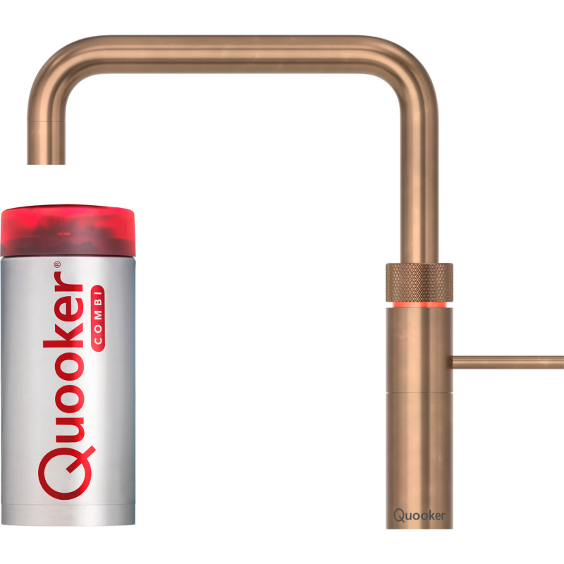 Quooker Fusion Square Combi Køkkenarmatur Kogende Vand Bruneret Messing
