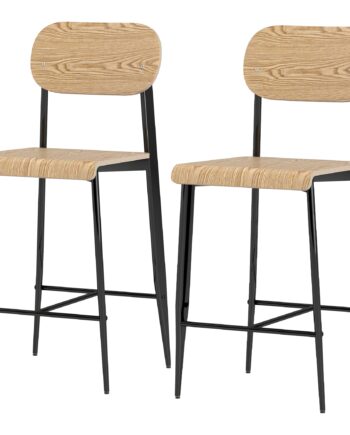 Sæt Med Barstole Barstole Med Ryglæn Metalstel Træ Lysebrun