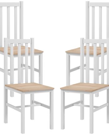 Sæt Med Køkken Spisestole Massivt Træ Moderne Design Naturlig