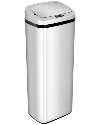 Sensor Skraldespand 50l Automatisk Skraldespand Med Bevægelsessensor Vandtæt Affaldsbeholder Til Kontor Soveværelse Køkken Rustfrit Stål Sølv