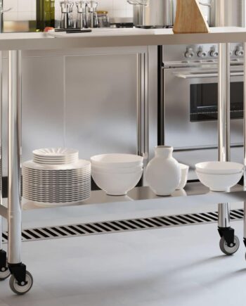 Arbejdsbord Til Køkken Med Hjul 110 Rustfrit Stål