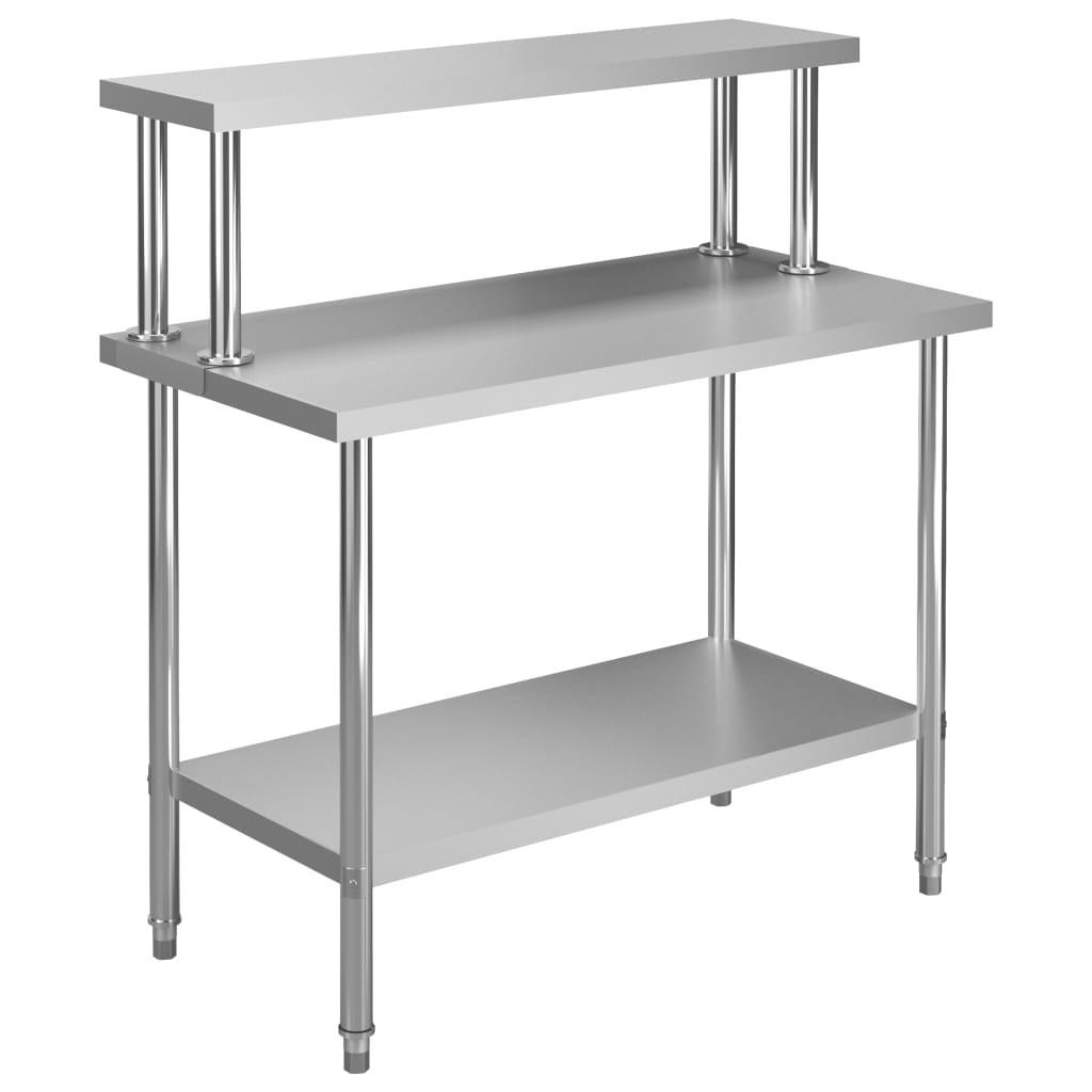 Arbejdsbord Til Køkken Med Tophylde 120 120 Rustfrit Stål