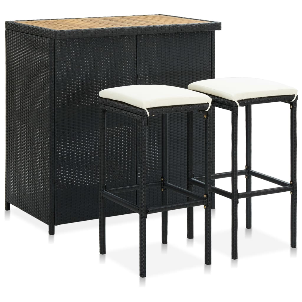 Barsæt Dele Polyrattan Sort Brun