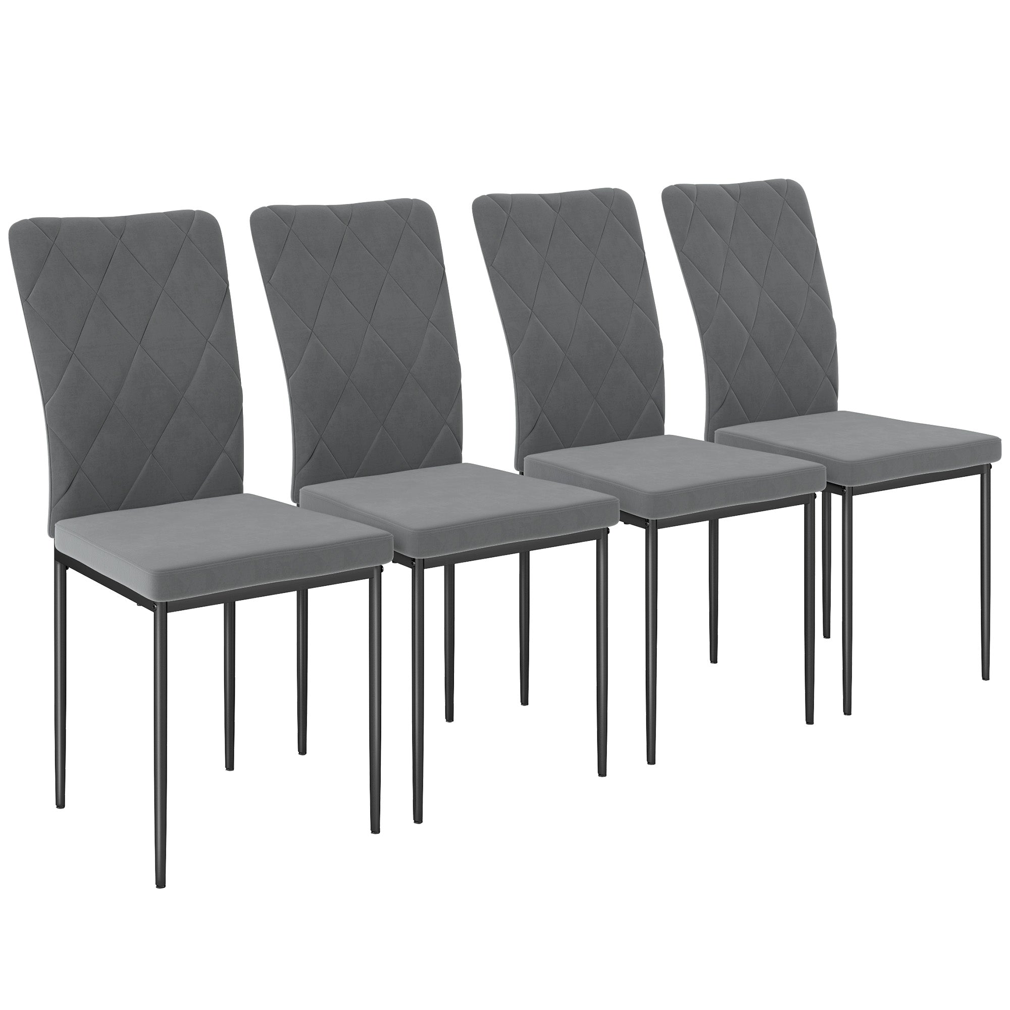 Sæt Med Spisestuestole Fløjlslook Moderne Polstrede Stole Med Metalben Til Spisestue Soveværelse Køkken Grå