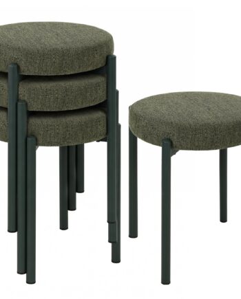 Spisestuestolsæt Med Stabelbare Stole Med Stålben Linnedlook Til Spisestue Stue Køkken Mørkegrøn